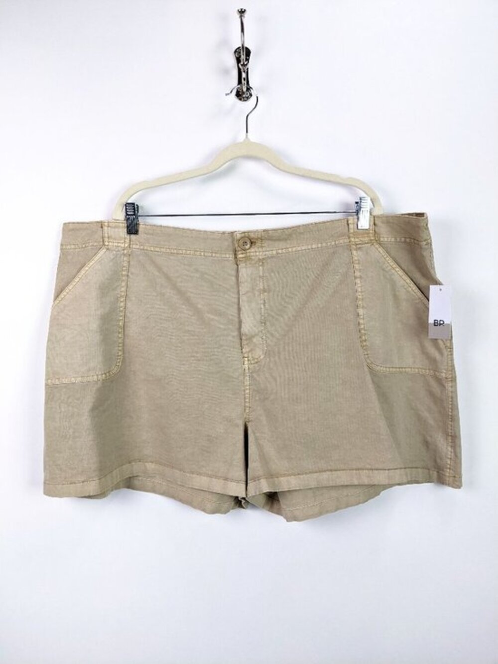 BP. Womens Cotton Blend Stretch Casual Shorts in Khaki Plus Size 24